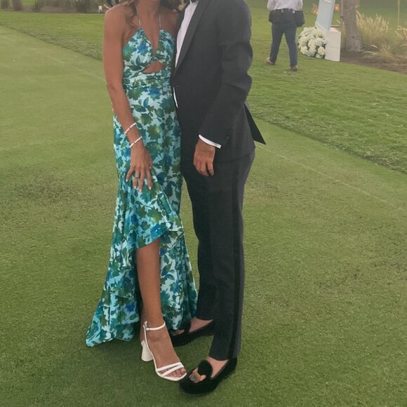 AMUR Edie Watercolor Floral Dress - CERULEAN LOTUS BLOCKPRINT - Size 0 2 - Picture 5 of 5